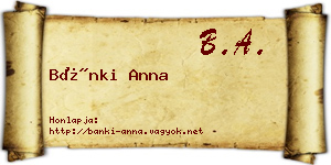 Bánki Anna névjegykártya