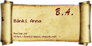 Bánki Anna névjegykártya