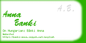 anna banki business card